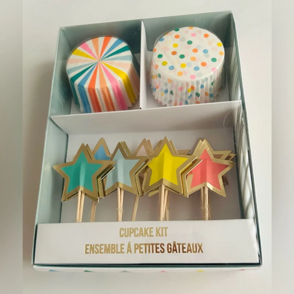 New Cupcake 24 Cupcake Liners 24 Star Picks Color-wheel Dots Liners Meri Meri